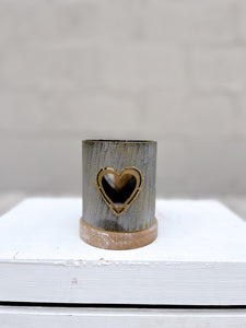 Grey Heart Iron T-Light Holder