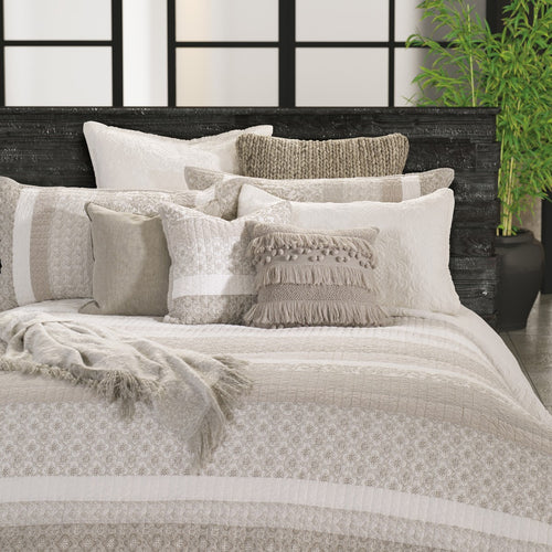 Lola Ivory & Taupe Patterned Quilt