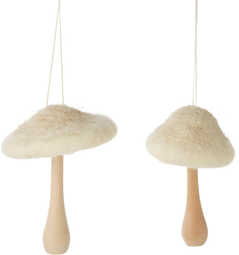 White Felt Top Mushroom Ornament