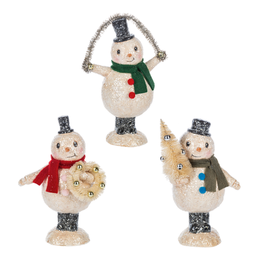 Tinsel Snowmen Figurines