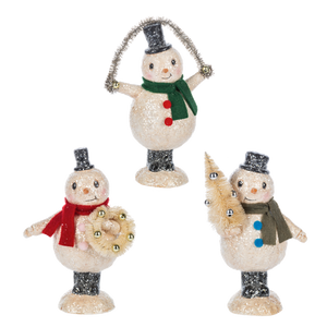 Tinsel Snowmen Figurines
