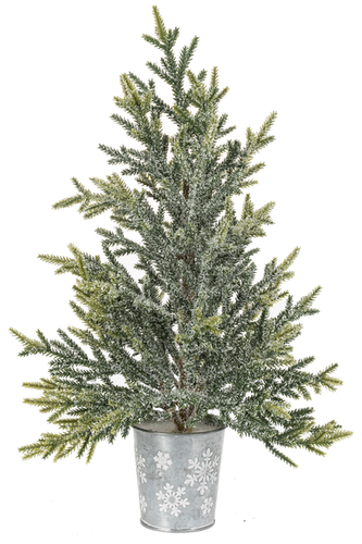 Snowy Pine Tree with Snowflake Tin Pot