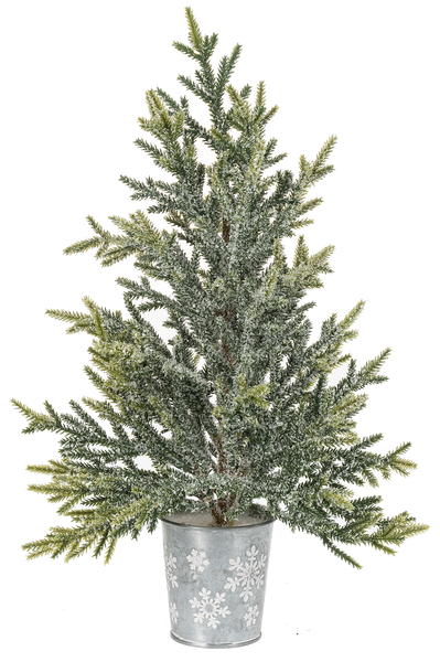 Snowy Pine Tree with Snowflake Tin Pot