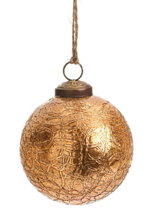 Apricot Crackle Glass Ornament