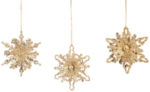Champagne Glitter Metal Snowflakes