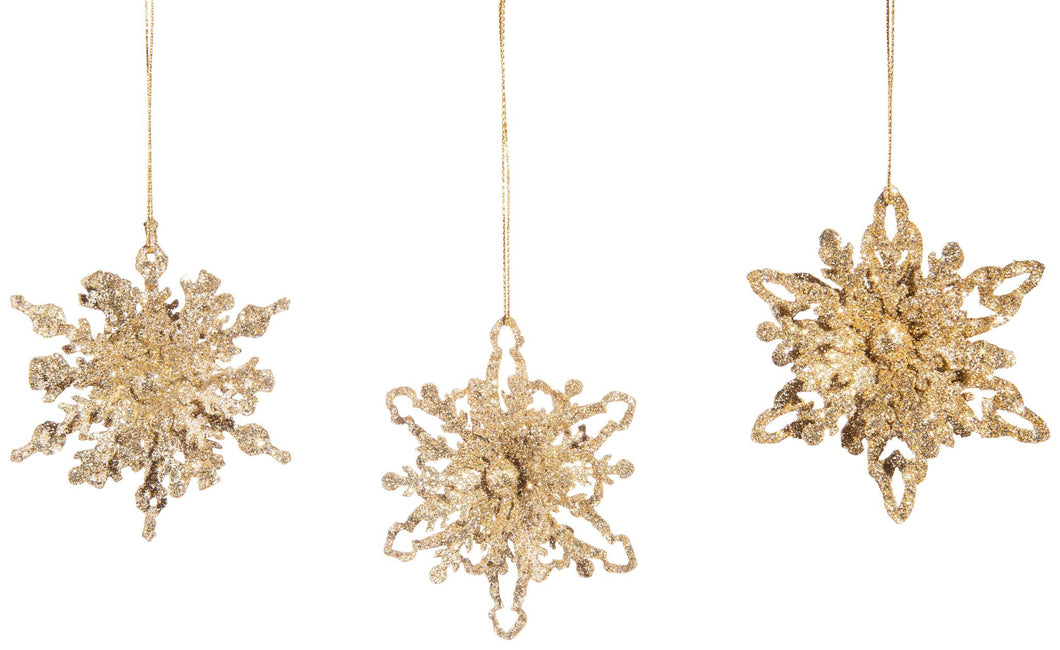 Champagne Glitter Metal Snowflakes