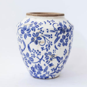 Blue Flowers Round Vase