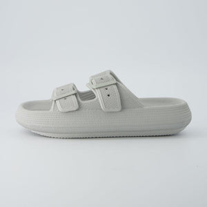 Grey Buckle Slides