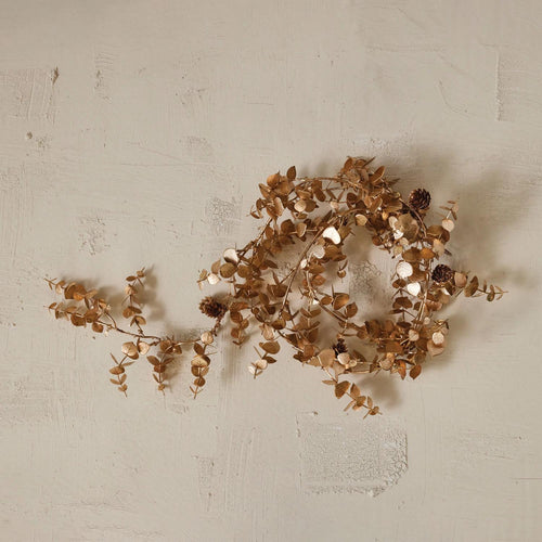 Faux Gold Eucalyptus Garland with Pinecones