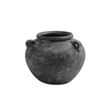 Load image into Gallery viewer, Black Low Round Terracotta Vase