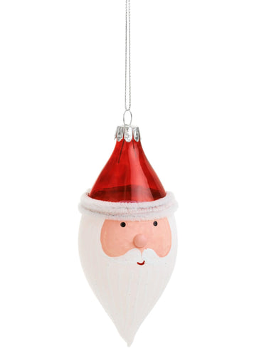 Santa Head Glass Ornament