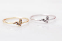 Load image into Gallery viewer, Silver Petite Crystal Heart Ring