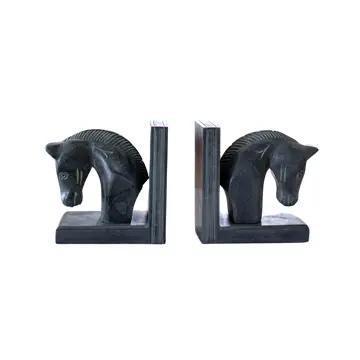 Hand Carved Stone Horse Bookends