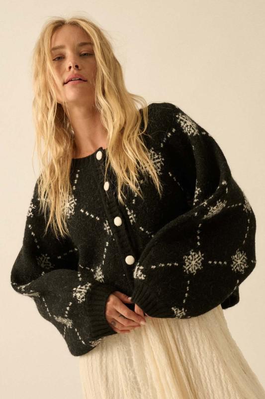 Black Cozy Snowflake Sweater