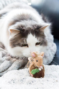 Mouse with Christmas Pudding Ornament