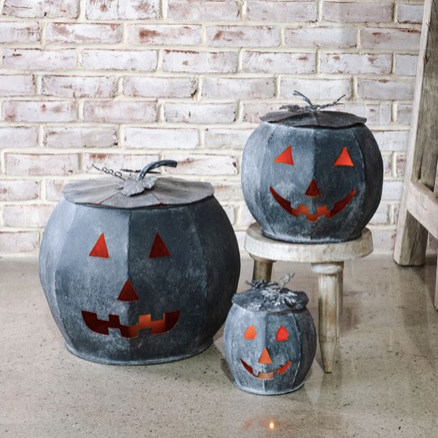 Charcoal Tin Pumpkin Jack-O-Lanterns