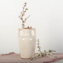 Load image into Gallery viewer, Tall Glazed Cream Handle Vase