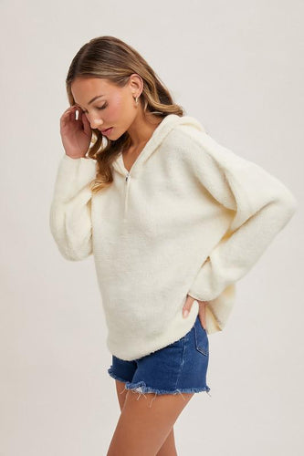 Cream Amber Half Zip Knit Pullover