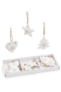 Mini White Tin Ornaments