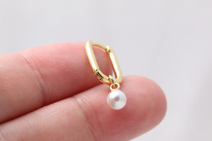 Rounded Rectangle Pearl Hoops