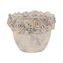 Load image into Gallery viewer, Floral Rim Molded Cement Antique Finish Pots