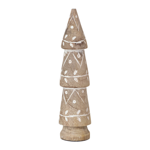 Carved Mango Wood Tree with Designs