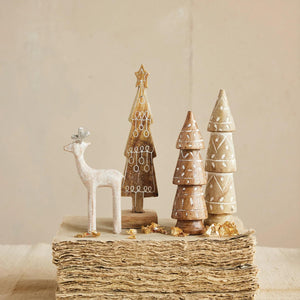 Whitewash Wooden Deer