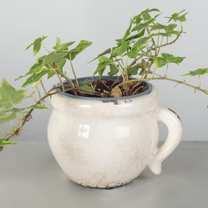 Distressed Cream Handle Pot