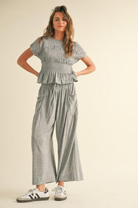 Tilda Grey Ruched Top