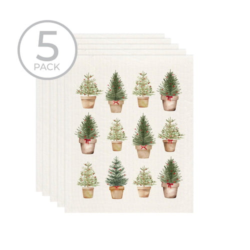 Set of 5 Xmas Tree Sponge Cloths