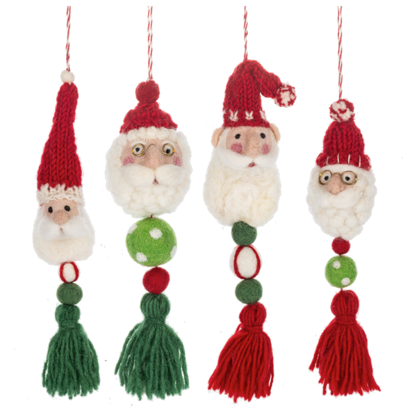 Handcrafted Santa Head Ornaments