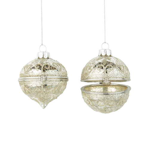 Keepsake Ornaments Silver Glitter