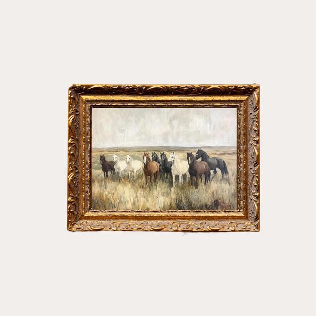 Wild Horses French Brass Framed Artwork