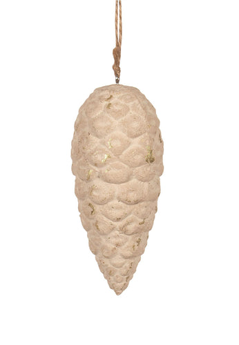 Ivory Pinecone Ornament with Gold Foil