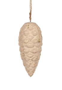 Ivory Pinecone Ornament with Gold Foil