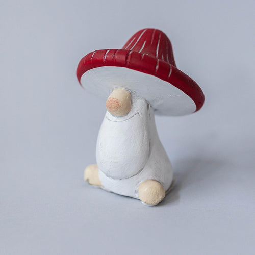 Cement Mushroom with Red Hat