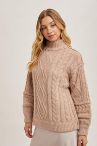 Latte Tinsley Cable Knit Sweater