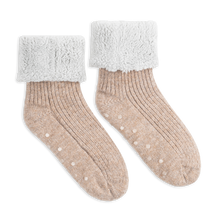 Load image into Gallery viewer, Brown Nordic Wool Slipper Socks