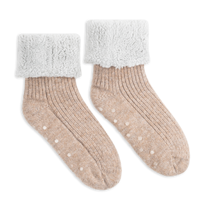 Brown Nordic Wool Slipper Socks
