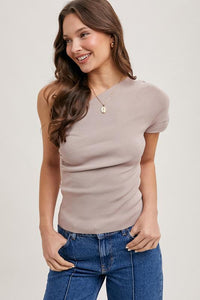 Taupe Veronica Off the Shoulder Top