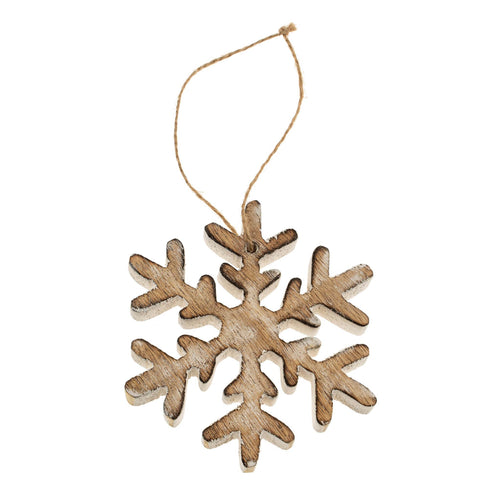 Wooden Frosty Snowflake Ornament