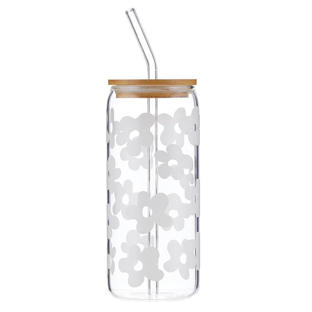 White Daisy Glass Tumbler