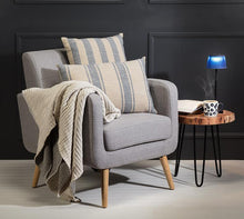 Load image into Gallery viewer, Blue &amp; Natural Harbour Stripe Cushion