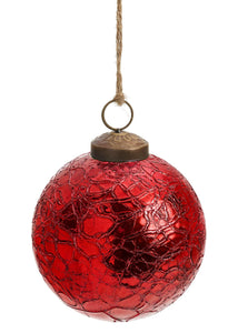 Burgundy Crackle Glass Ornament