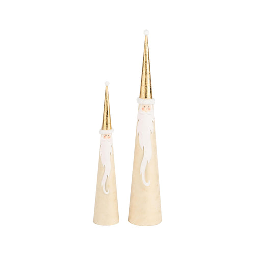Cream and Gold Santa Cone Figurines
