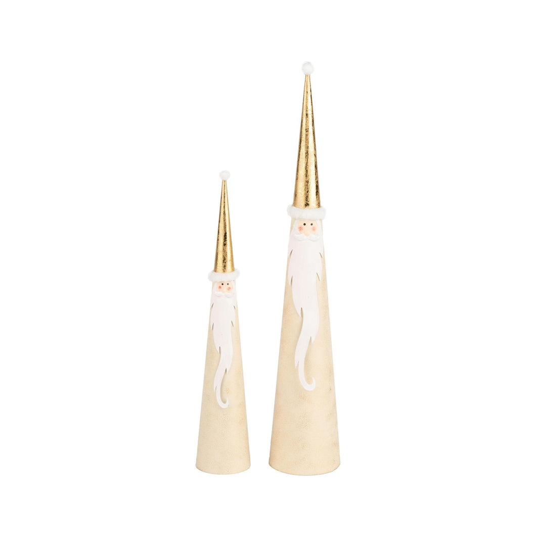 Cream and Gold Santa Cone Figurines