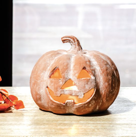 Large Orange Terracotta Pumpkin Jack-O-Lantern