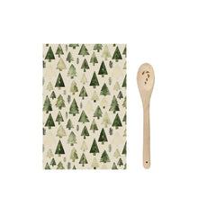 Load image into Gallery viewer, Winter Forest Tea Towel + Wooden Spoon