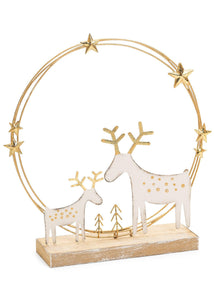 Iron Gold & Cream Deer on Stand