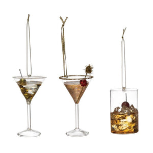 Glass Cocktail Ornaments